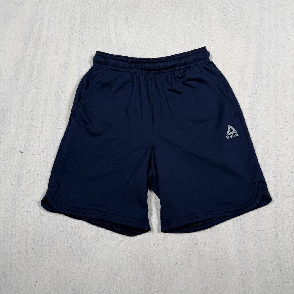 Reebok Boys Navy Blue Athletic Shorts Size Large 10/12 REB21SH13 Pockets